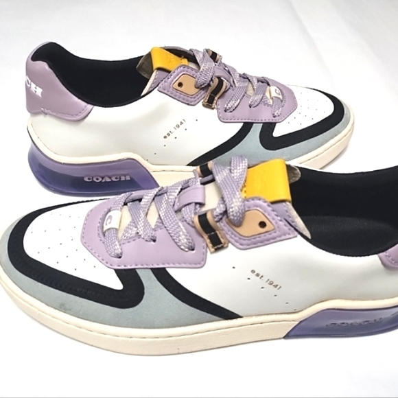Coach women's citysole Court Sneakers Shoes Lace Up Light/C Blue Lilac Purple - Picture 10 of 13
